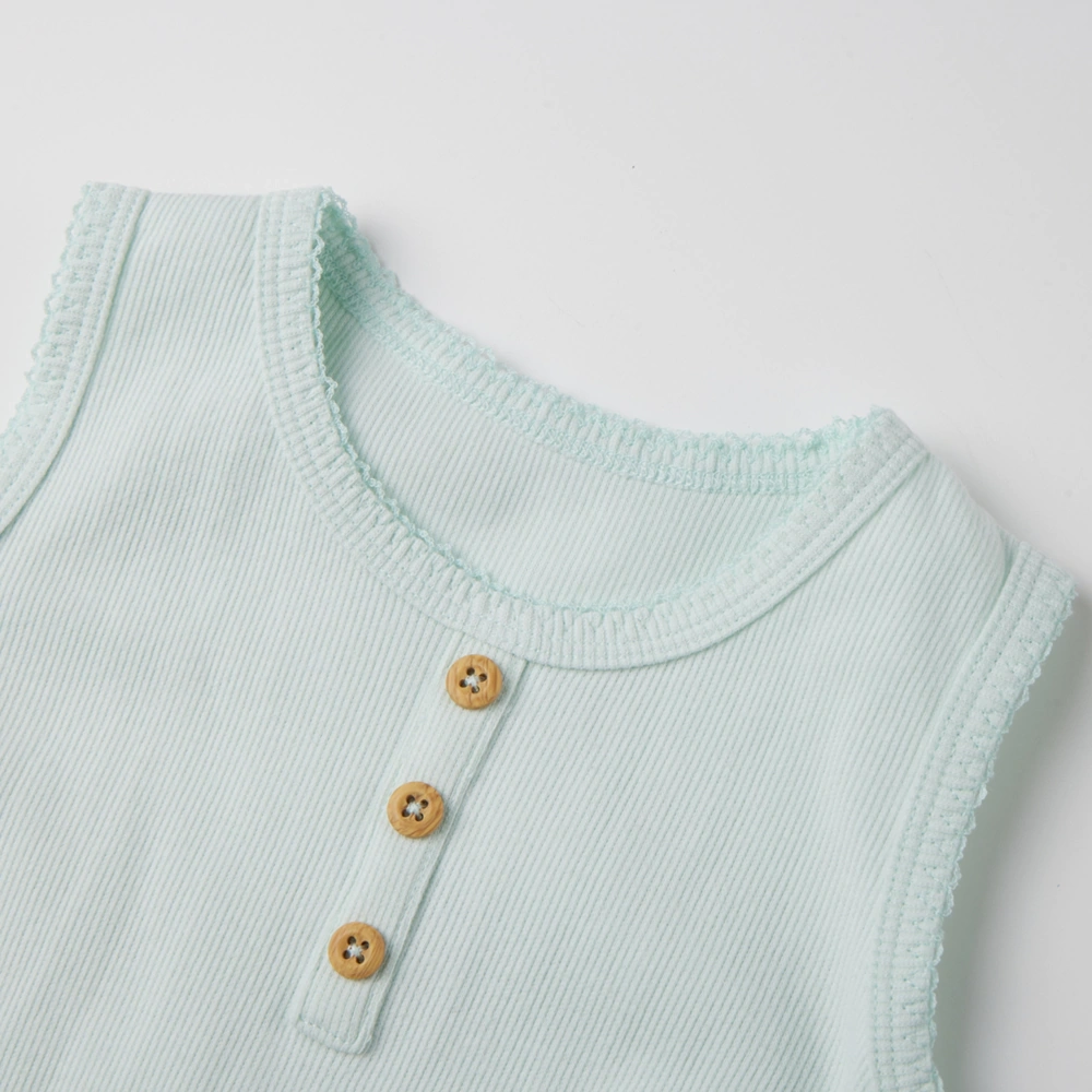 Senseng baby girl sleeveless bodysuit in plant-dyed organic cotton | Eco-friendly infant clothing
