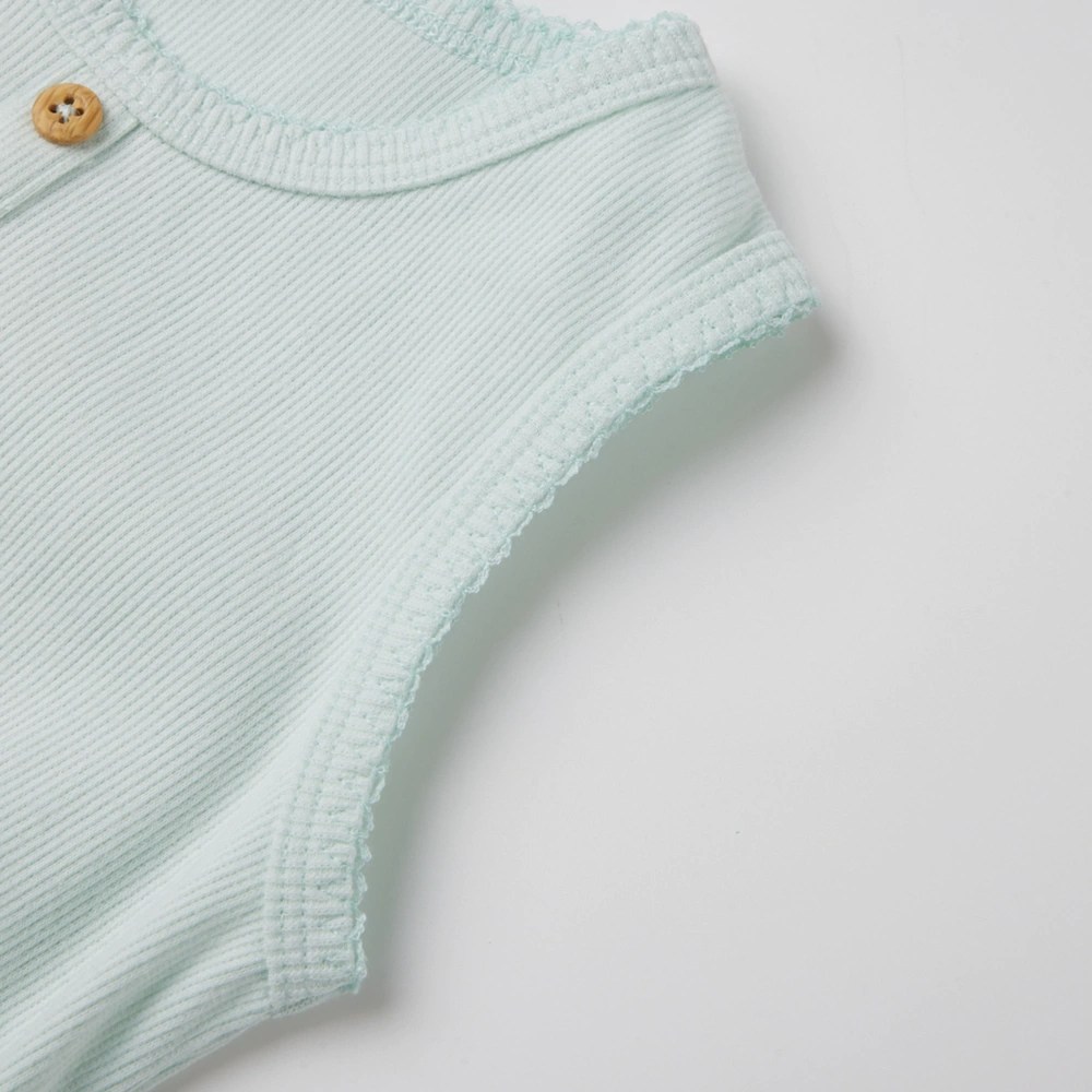 Senseng baby girl sleeveless bodysuit in plant-dyed organic cotton | Eco-friendly infant clothing
