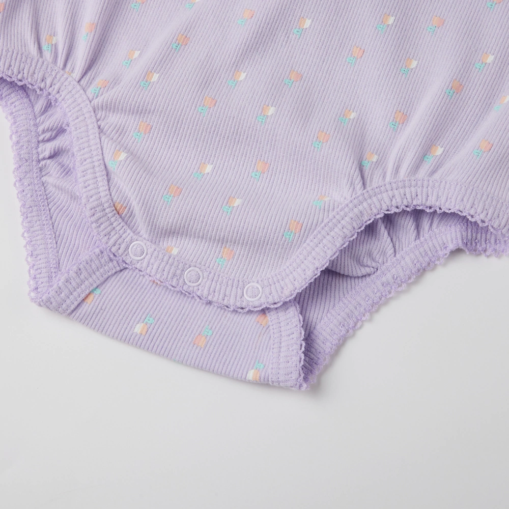 Senseng baby girl sleeveless bodysuit in plant-dyed organic cotton | Eco-friendly infant clothing
