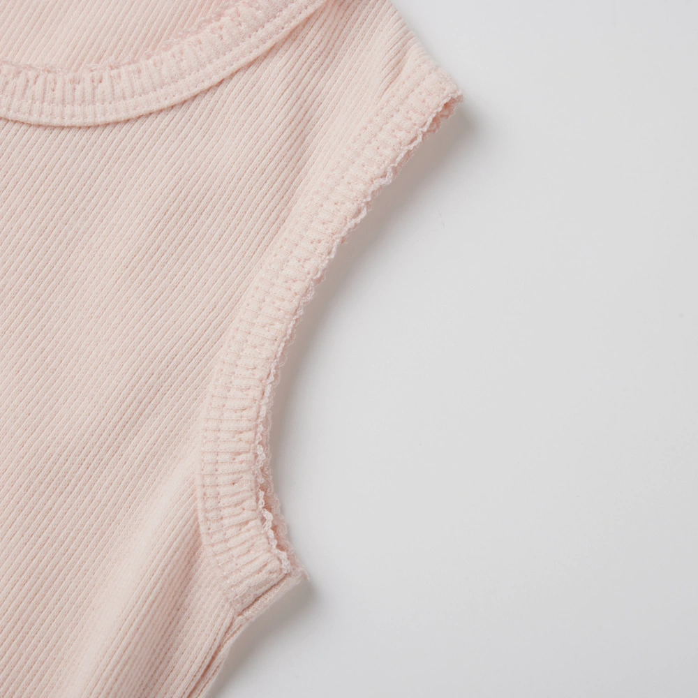 Senseng baby girl sleeveless bodysuit in plant-dyed organic cotton | Eco-friendly infant clothing
