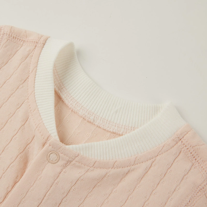 Senseng Baby Button-up Cotton Jacquard Romper in Organic Plant-Dyed Cotton