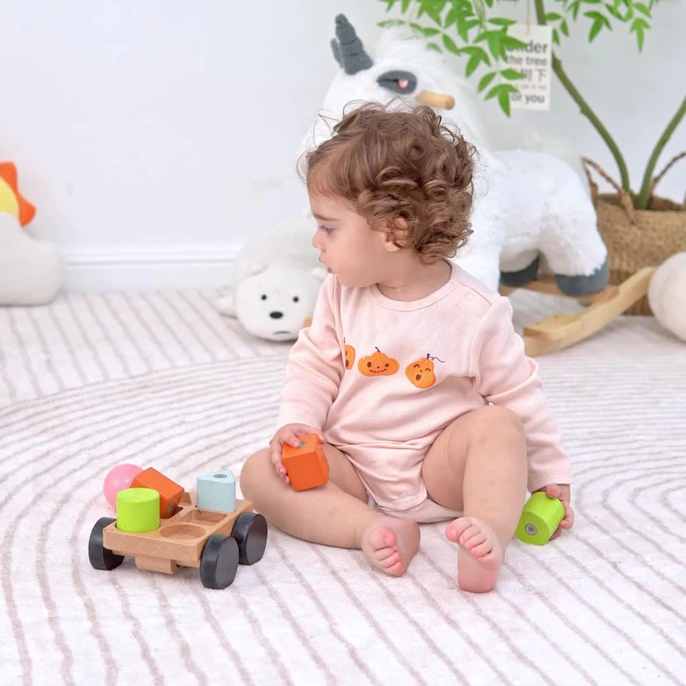 Senseng Organic Cotton Plant-Dyed Baby Pumpkin Halloween Bodysuit with Snap Closures