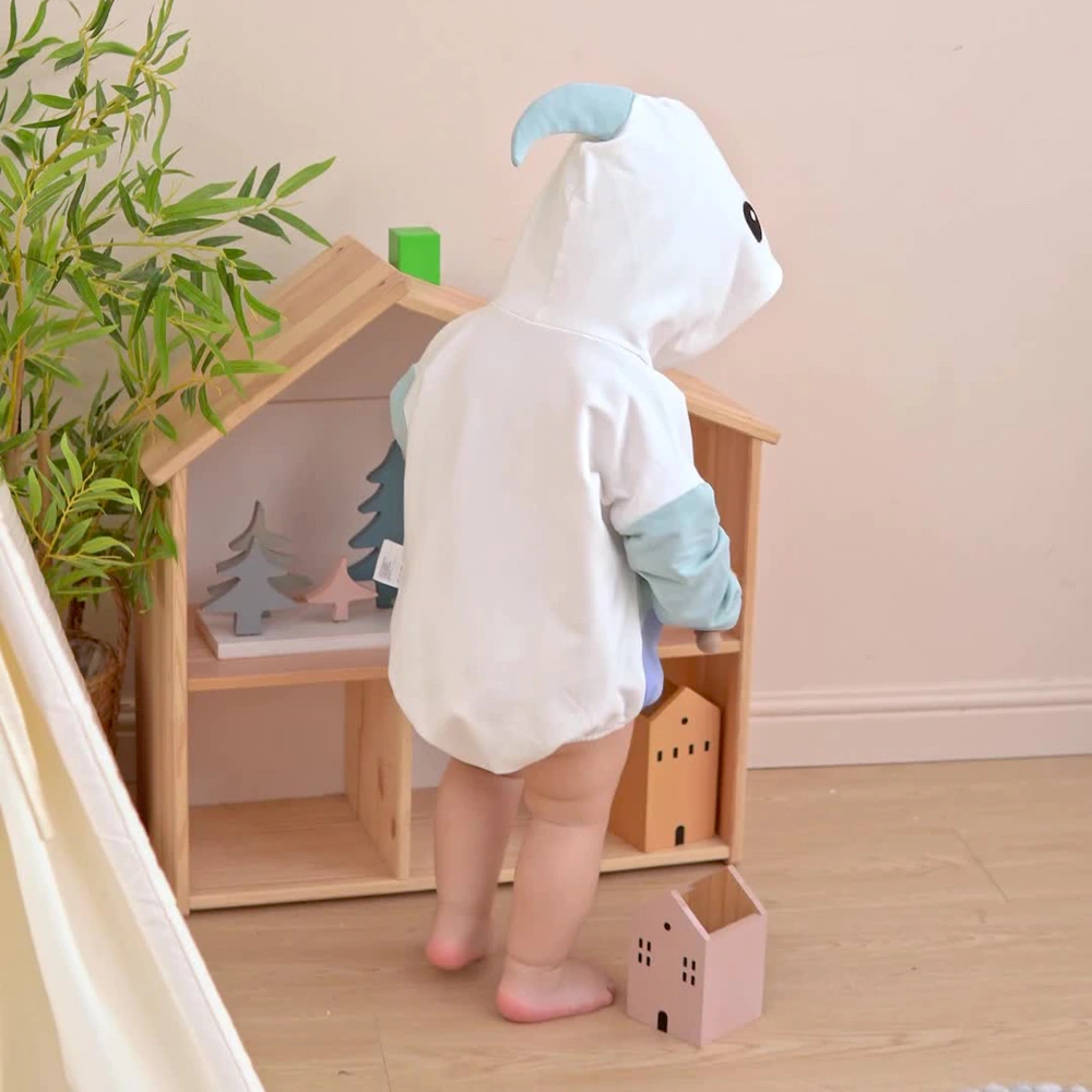 Senseng Organic Baby Whale Costume Bodysuit | Plant-Dyed French Terry Romper (0-24M)