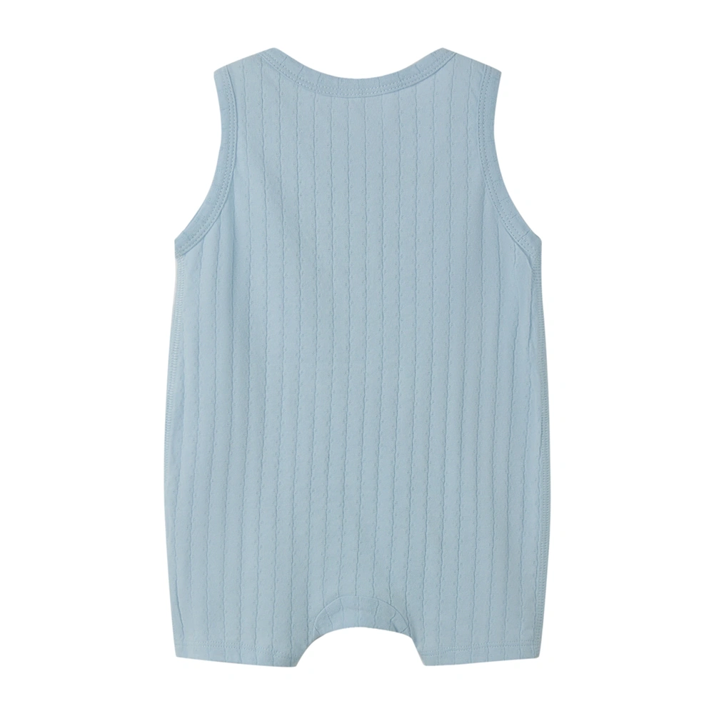 Baby wearing organic cotton plant-dyed unisex romper

