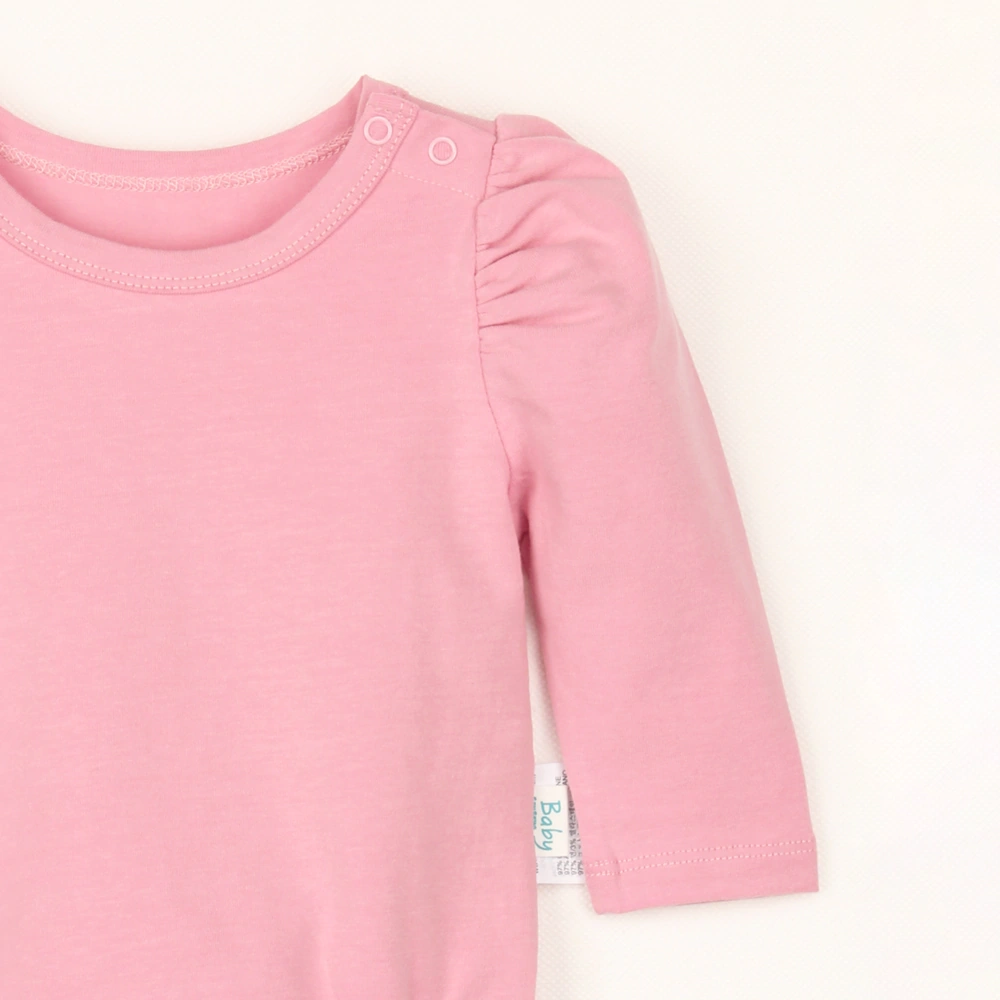 Plant-dyed organic cotton baby girl bubble long sleeve onesie