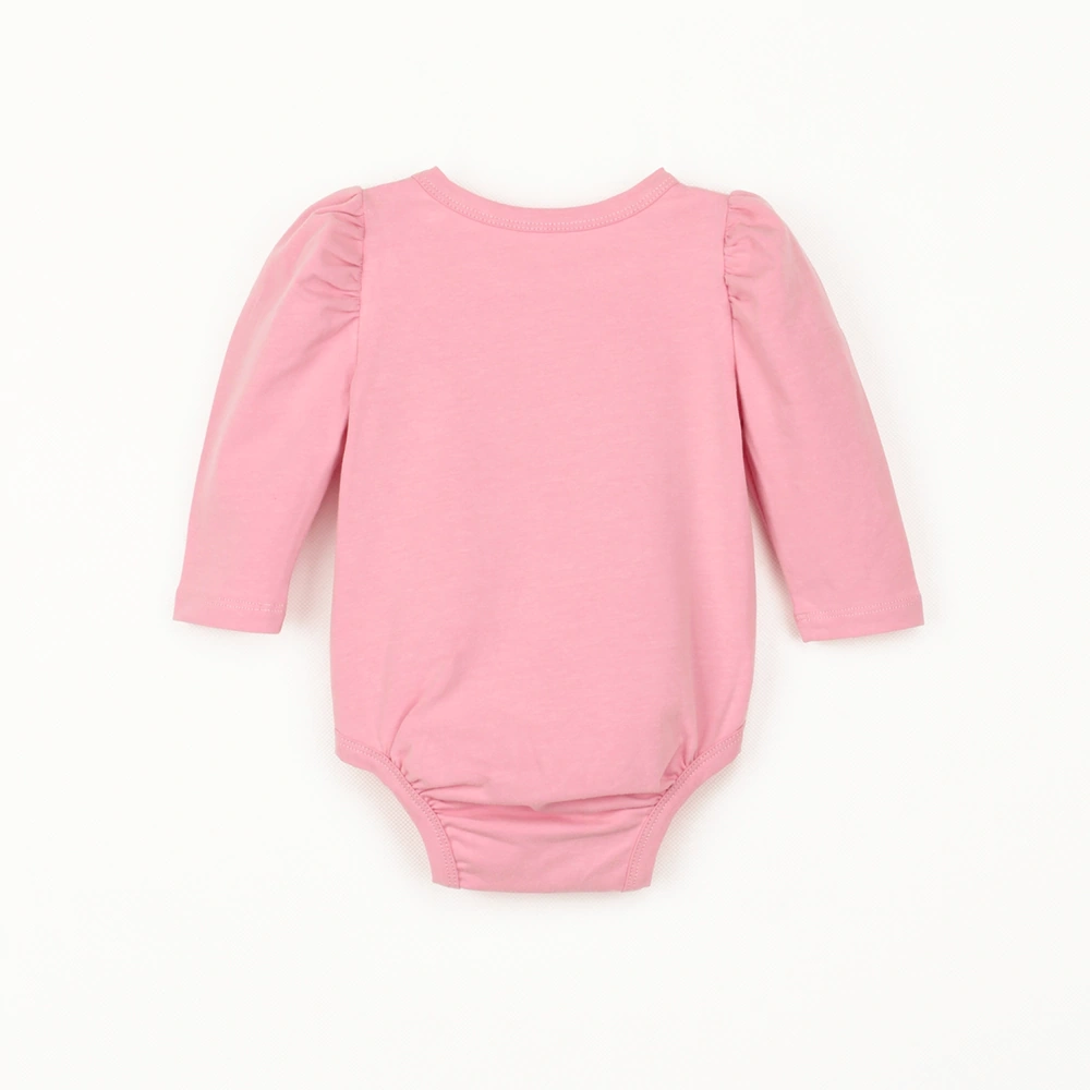 Plant-dyed organic cotton baby girl bubble long sleeve onesie