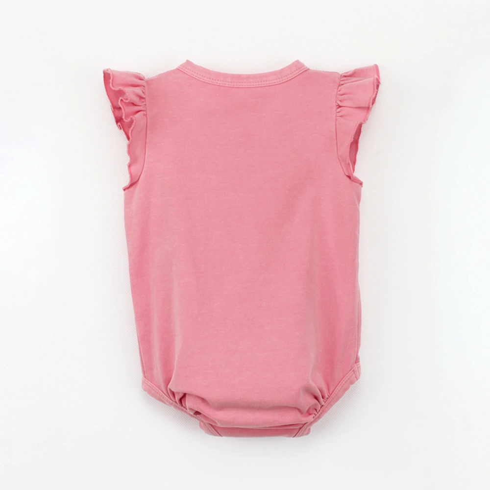 Organic cotton baby girl ruffle bodysuit in plant-dyed pink – eco baby apparel