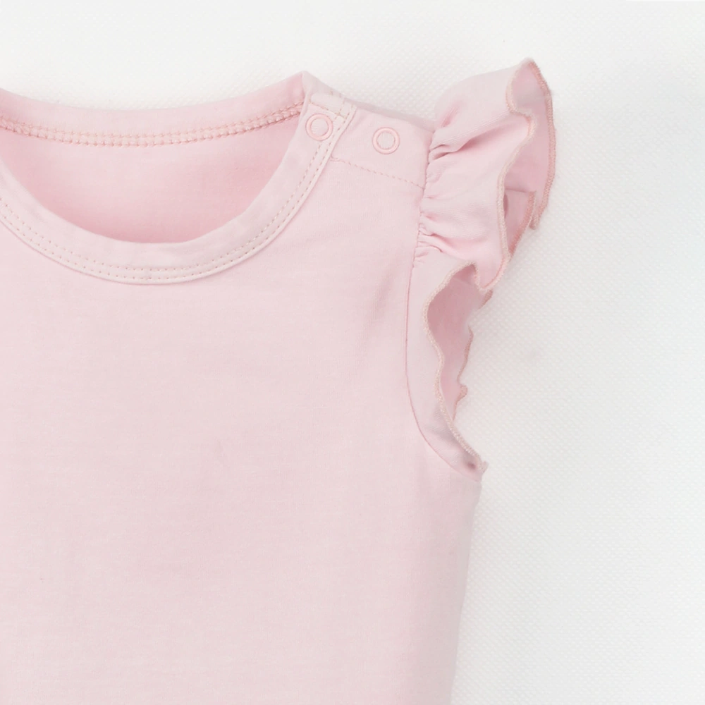 Organic cotton baby girl ruffle bodysuit in plant-dyed pink – eco baby apparel