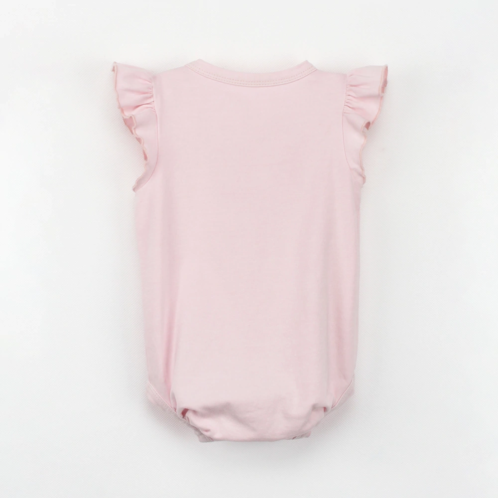 Organic cotton baby girl ruffle bodysuit in plant-dyed pink – eco baby apparel