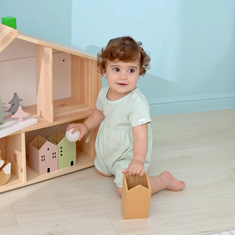 Organic cotton baby romper unisex short sleeve, plant-dyed eco-friendly infant bodysui