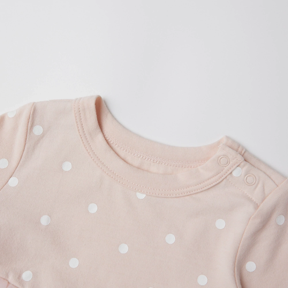 Baby girl dot-print jersey dress with recycled tulle skirt (plant-dyed organic cotton body)
