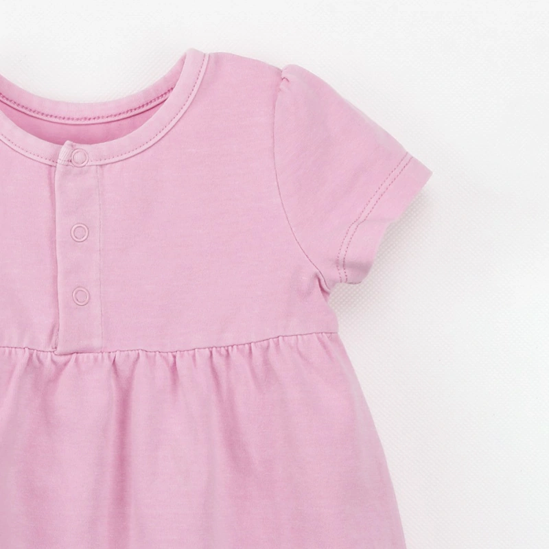 Organic cotton short sleeve baby girl dress – plant-dyed for natural comfort and safety