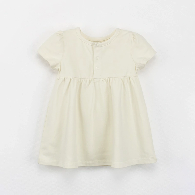 Organic cotton short sleeve baby girl dress – plant-dyed for natural comfort and safety