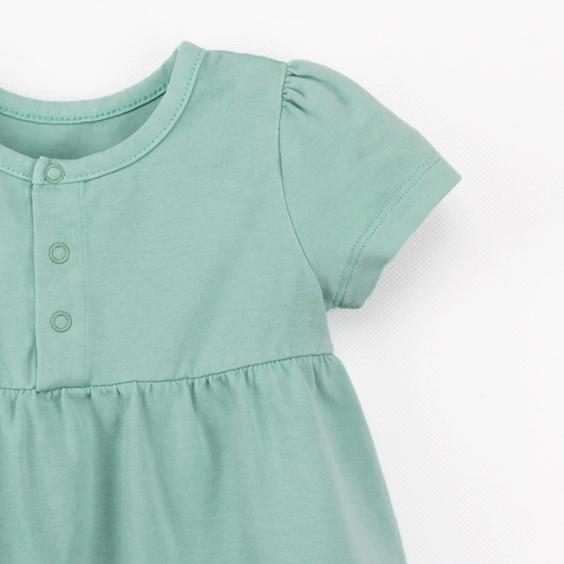 Organic cotton short sleeve baby girl dress – plant-dyed for natural comfort and safety