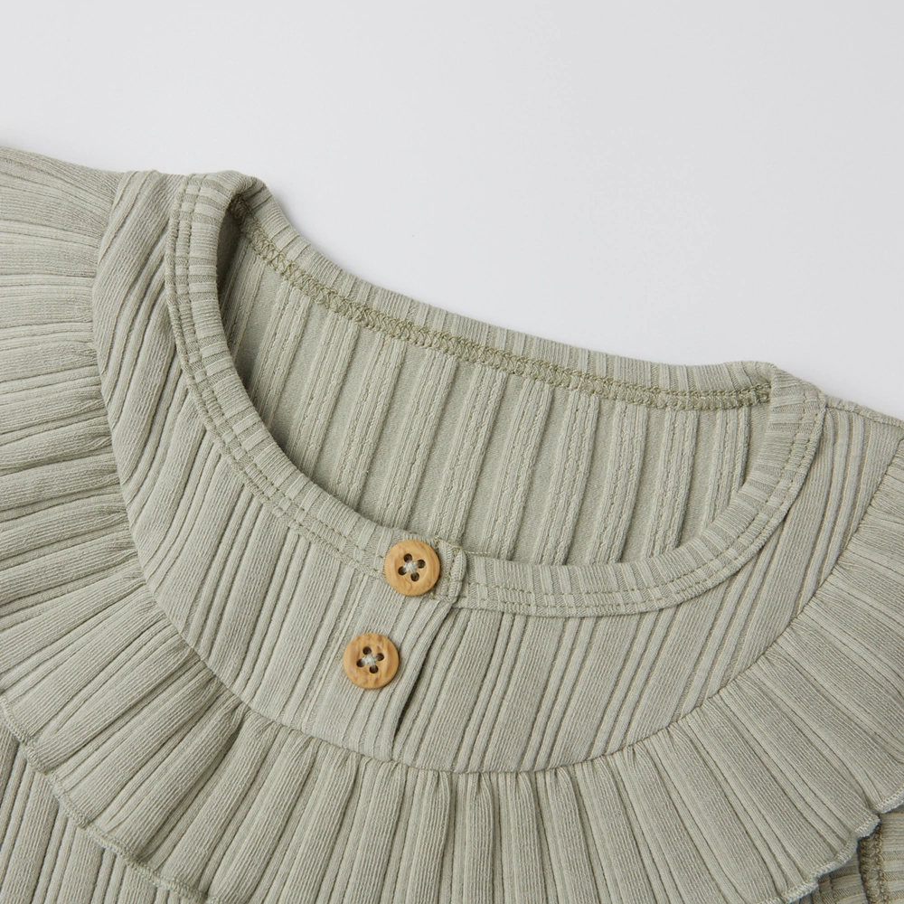 Organic baby girl ribbed set in plant-dyed cotton