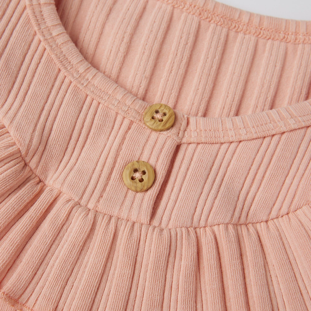 Organic baby girl ribbed set in plant-dyed cotton