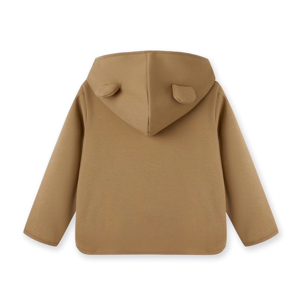 Baby unisex brushed fleece hooded jacket with rib cuffs