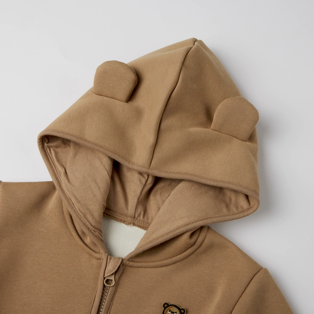 Baby unisex brushed fleece hooded jacket with rib cuffs