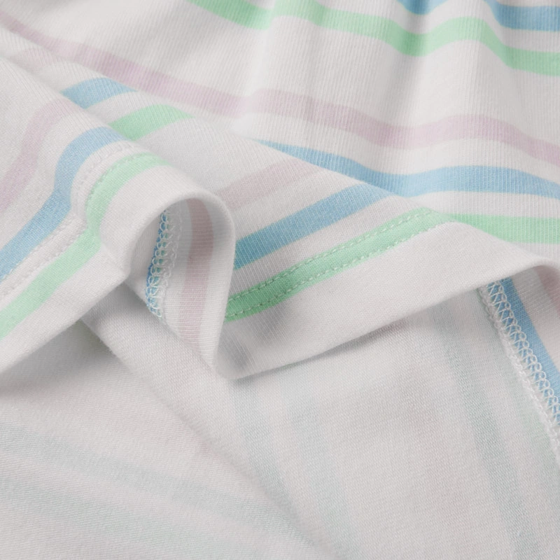 Ruffle-sleeve stripe baby dress, plant-dyed base, water-based stripes