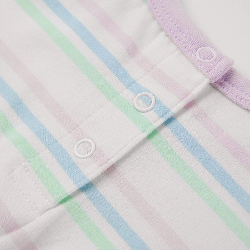 Ruffle-sleeve stripe baby dress, plant-dyed base, water-based stripes