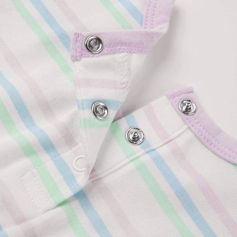 Ruffle-sleeve stripe baby dress, plant-dyed base, water-based stripes