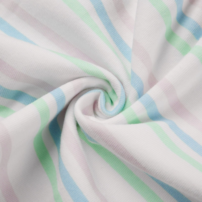 Ruffle-sleeve stripe baby dress, plant-dyed base, water-based stripes