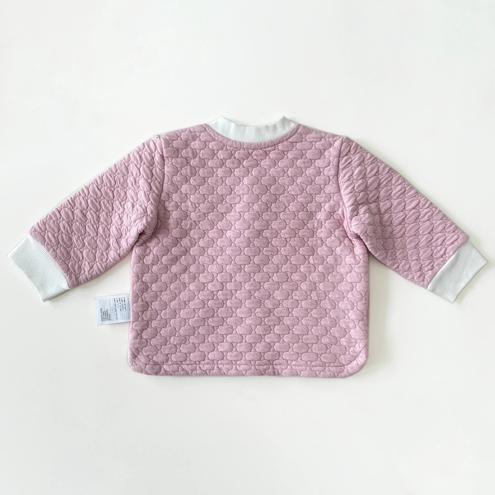 Baby button-up quilted bomber jacket with rib-knit collar and cuffs