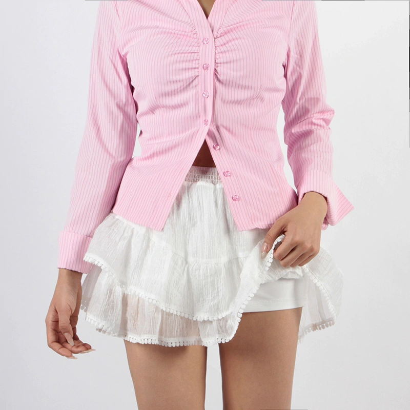 Senseng Shirred Waisted Mini Skort Skirt