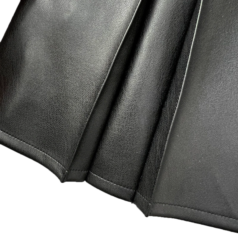 Senseng Faux Leather Pleated Skirt