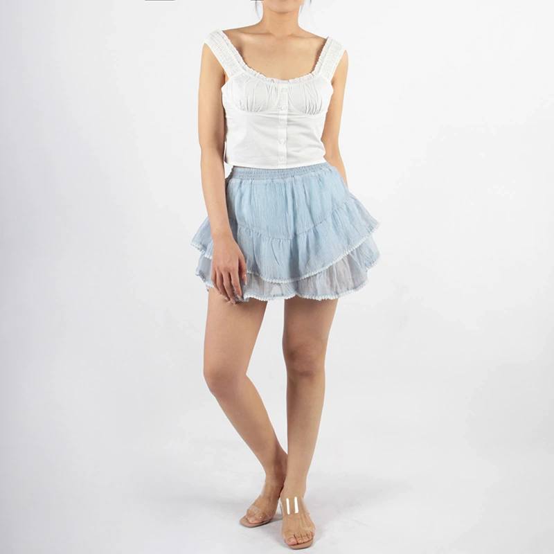 Senseng Shirred Waisted Mini Skort Skirt
