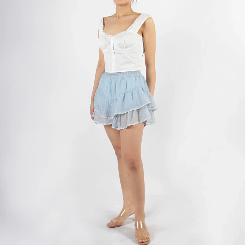Senseng Shirred Waisted Mini Skort Skirt