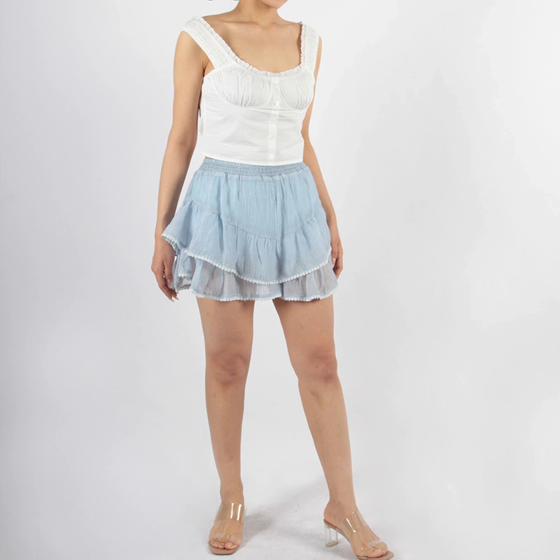 Senseng Shirred Waisted Mini Skort Skirt