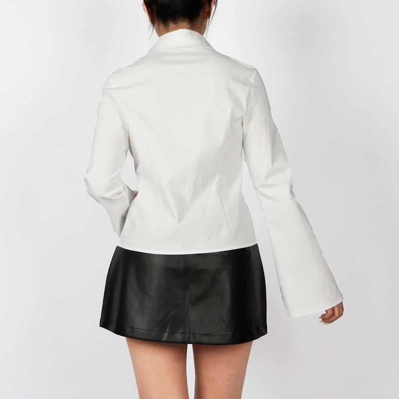 Casual chic lace trim shirt, long sleeve design by Senseng