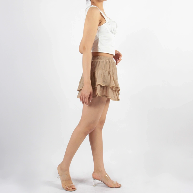 Senseng Shirred Waisted Mini Skort Skirt