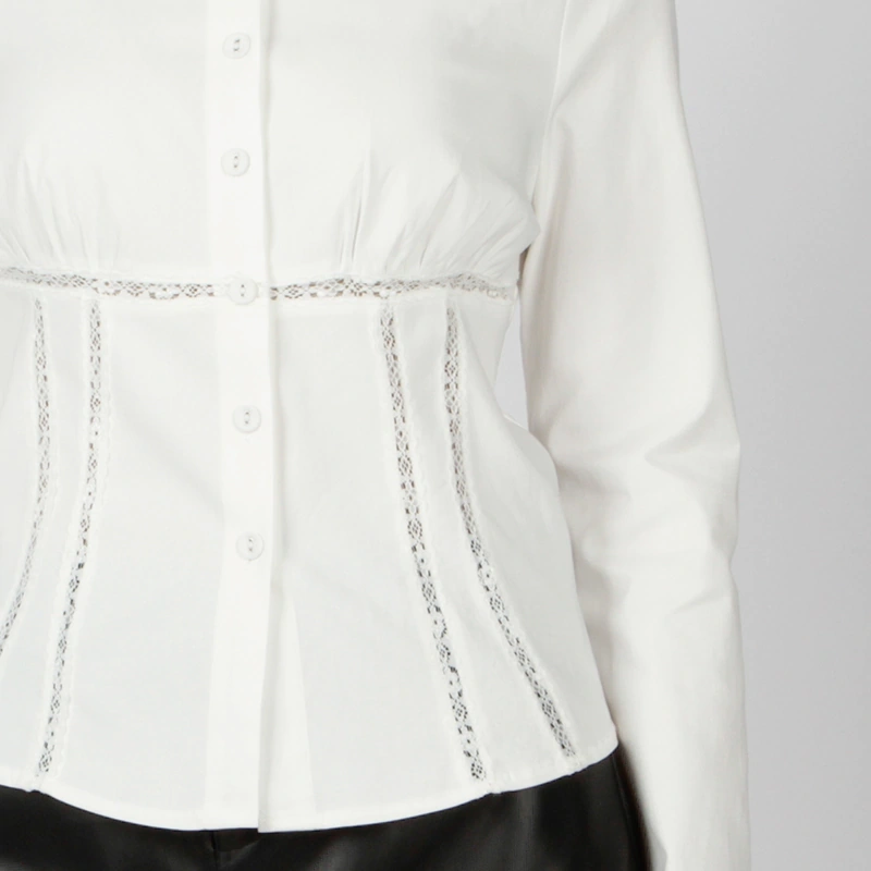 Women’s flared sleeve button shirt with lace detailing