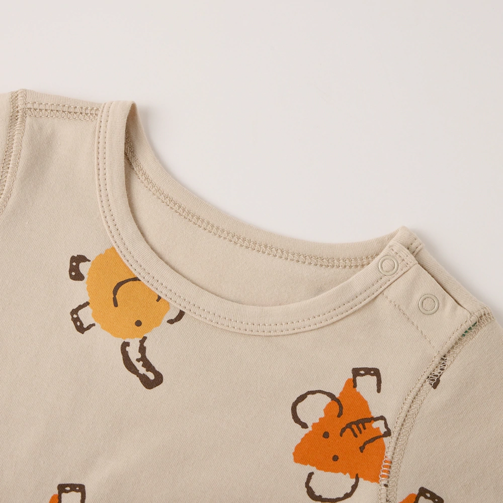 SENSENG APPAREL Baby Elephant Print Full-Body Romper in plant-dyed organic cotton, soft breathable newborn outfit with snap closures