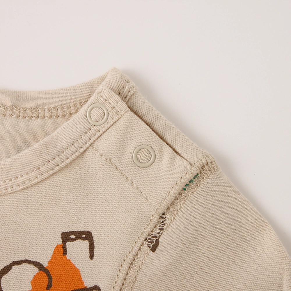 SENSENG APPAREL Baby Elephant Print Full-Body Romper in plant-dyed organic cotton, soft breathable newborn outfit with snap closures