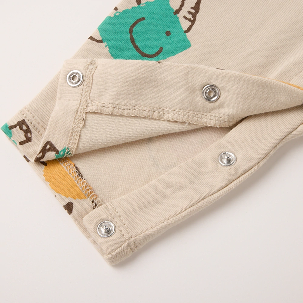 SENSENG APPAREL Baby Elephant Print Full-Body Romper in plant-dyed organic cotton, soft breathable newborn outfit with snap closures