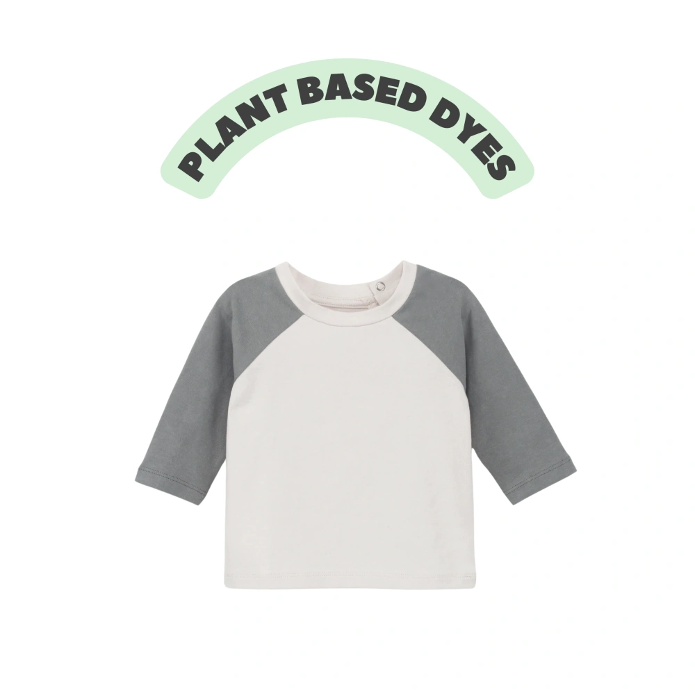 Raglan long-sleeve organic-cotton baby tee in plant-dyed color-Senseng