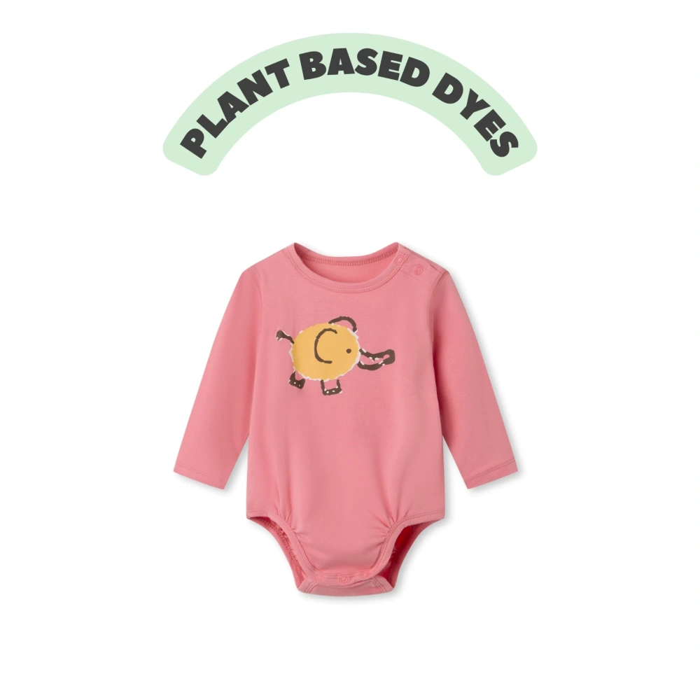 Plant-dyed Baby 2-Piece Geo Elephant Set (Bodysuit + Pants)