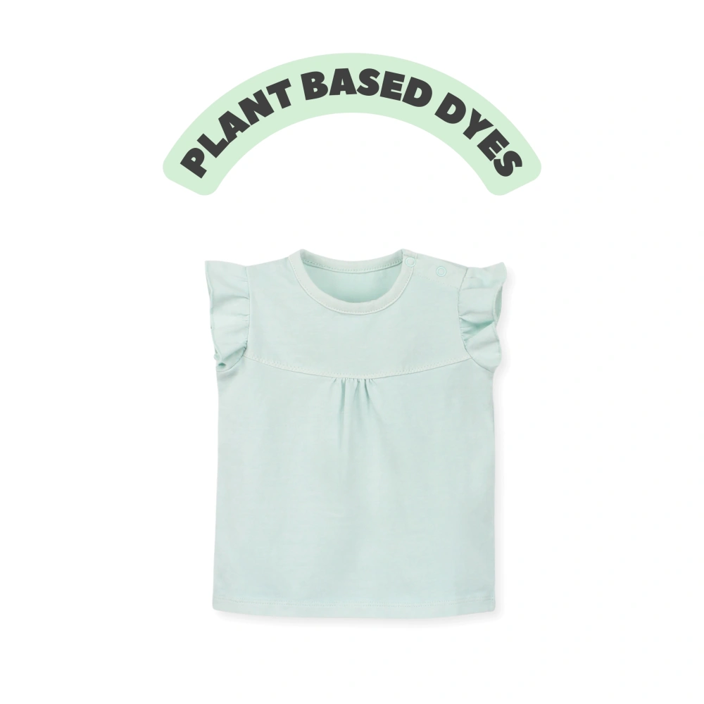 elyse flutter short sleeve tee, plant-dyed organic cotton baby tee, SENSENG
