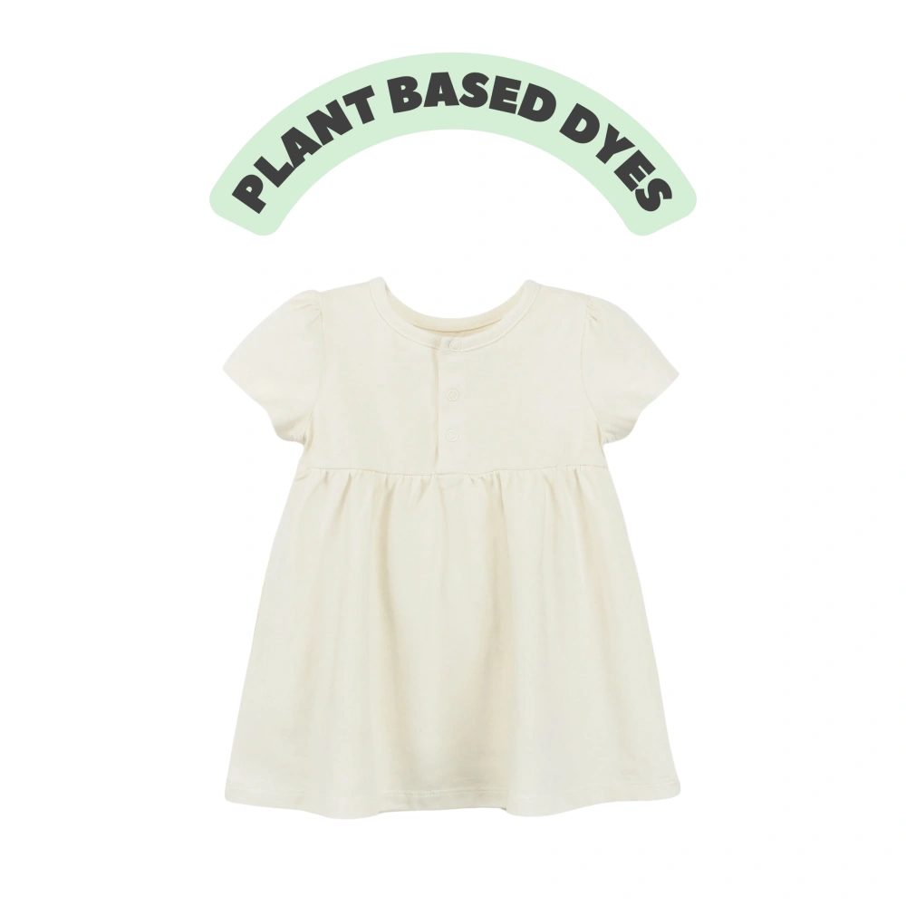 Organic cotton short sleeve baby girl dress – plant-dyed for natural comfort and safety