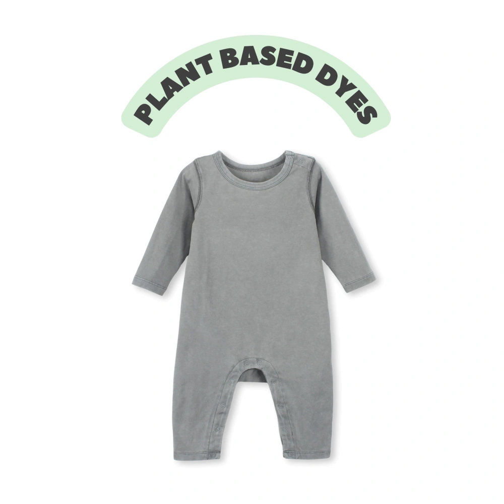 Senseng Plant-dyed organic-cotton long sleeve button baby romper (K1230820)