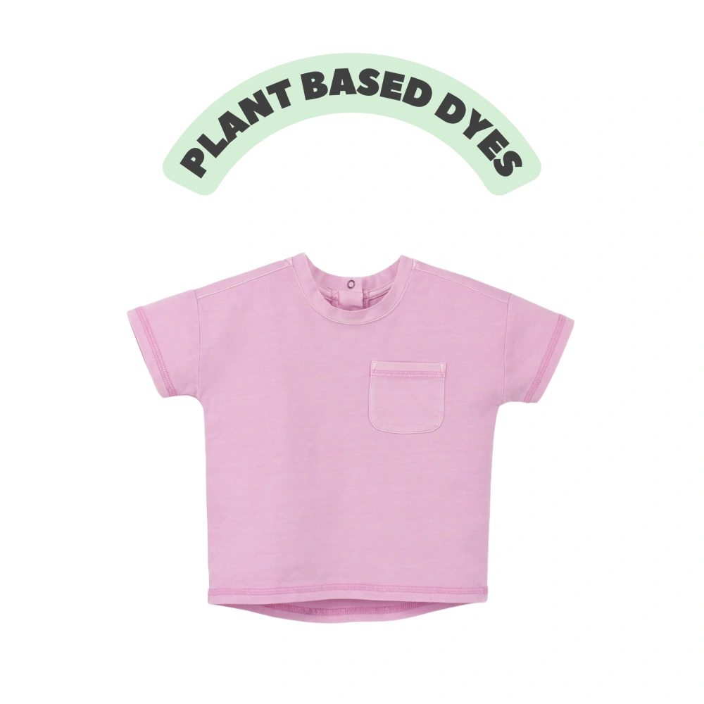 Plant-dyed organic-cotton drop-shoulder baby tee