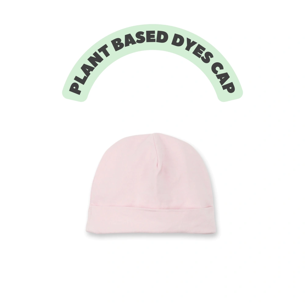 Organic cotton plant-dyed baby skateboard beanie in soft rib knit – newborn fit