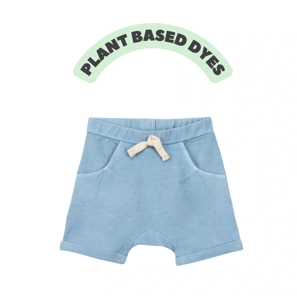 Organic cotton baby knit jogger shorts with plant-dyed color