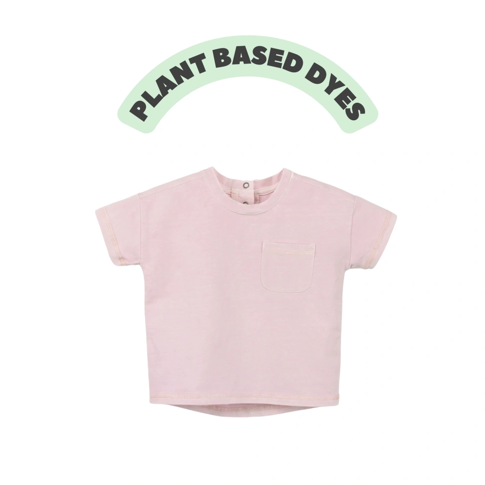 Plant-dyed organic-cotton drop-shoulder baby tee