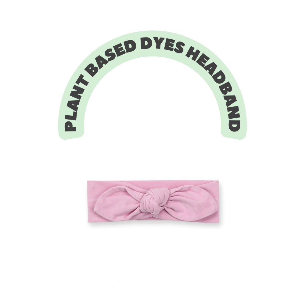 Plant-dyed organic cotton baby headband for newborn to 24 months.
