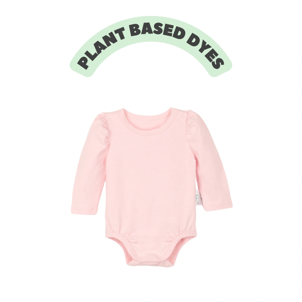 Plant-dyed organic cotton baby girl bubble long sleeve onesie
