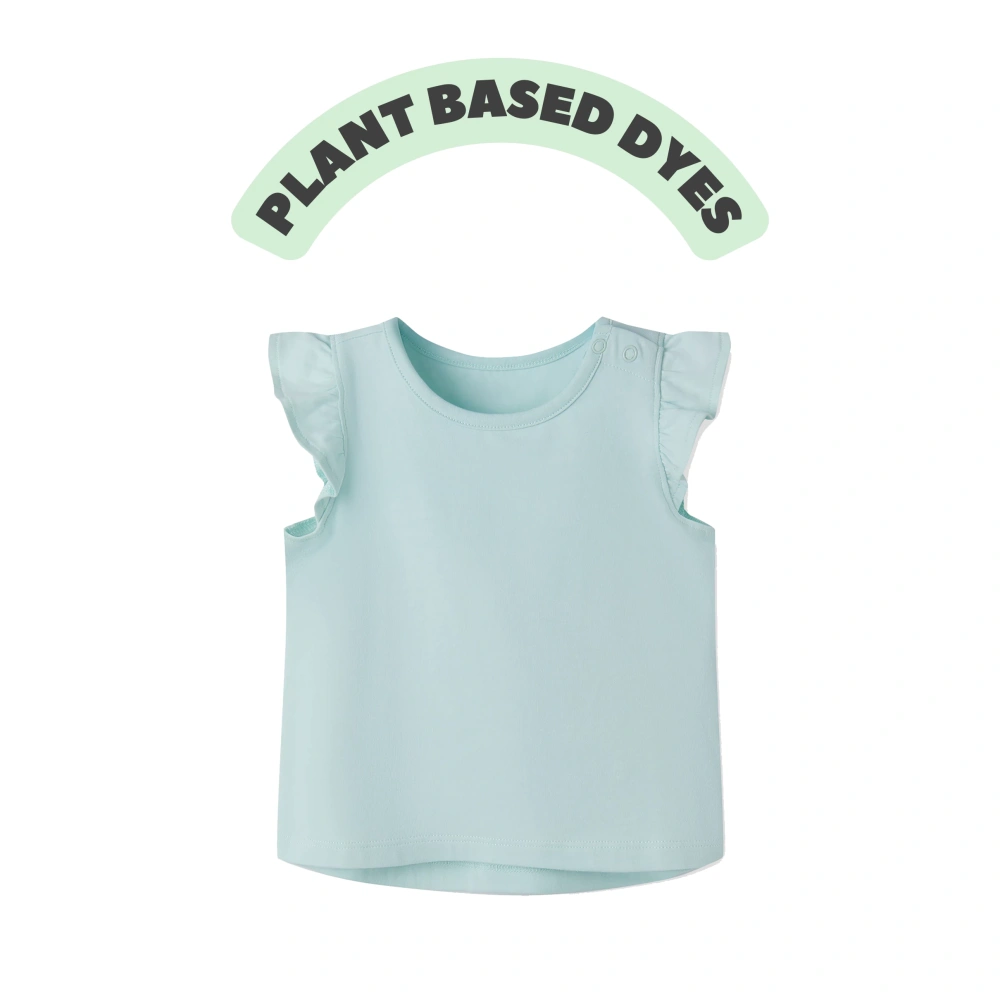 Organic cotton plant-dyed baby girl ruffle short-sleeve tee by SENSENG